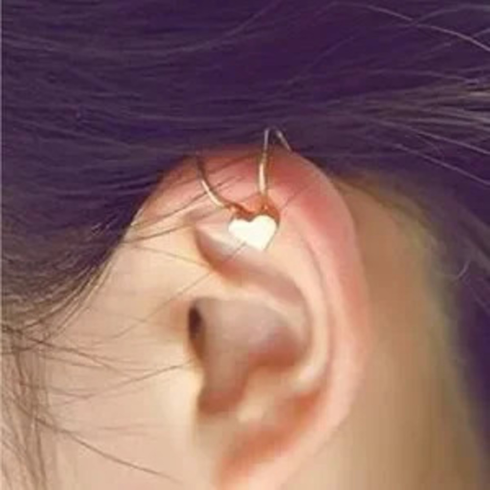Gold 1pc Heart Ear Cuff Y2k Gift Minimalist
